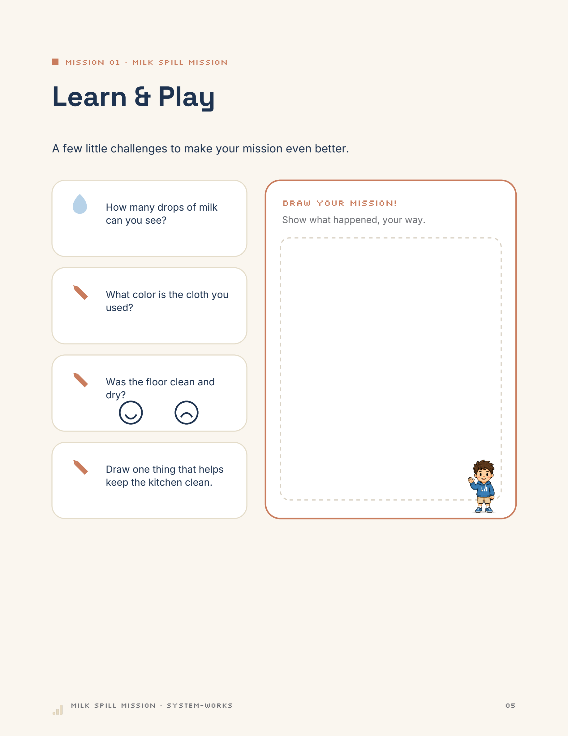 Milk Spill Mission — Learn & Play page preview