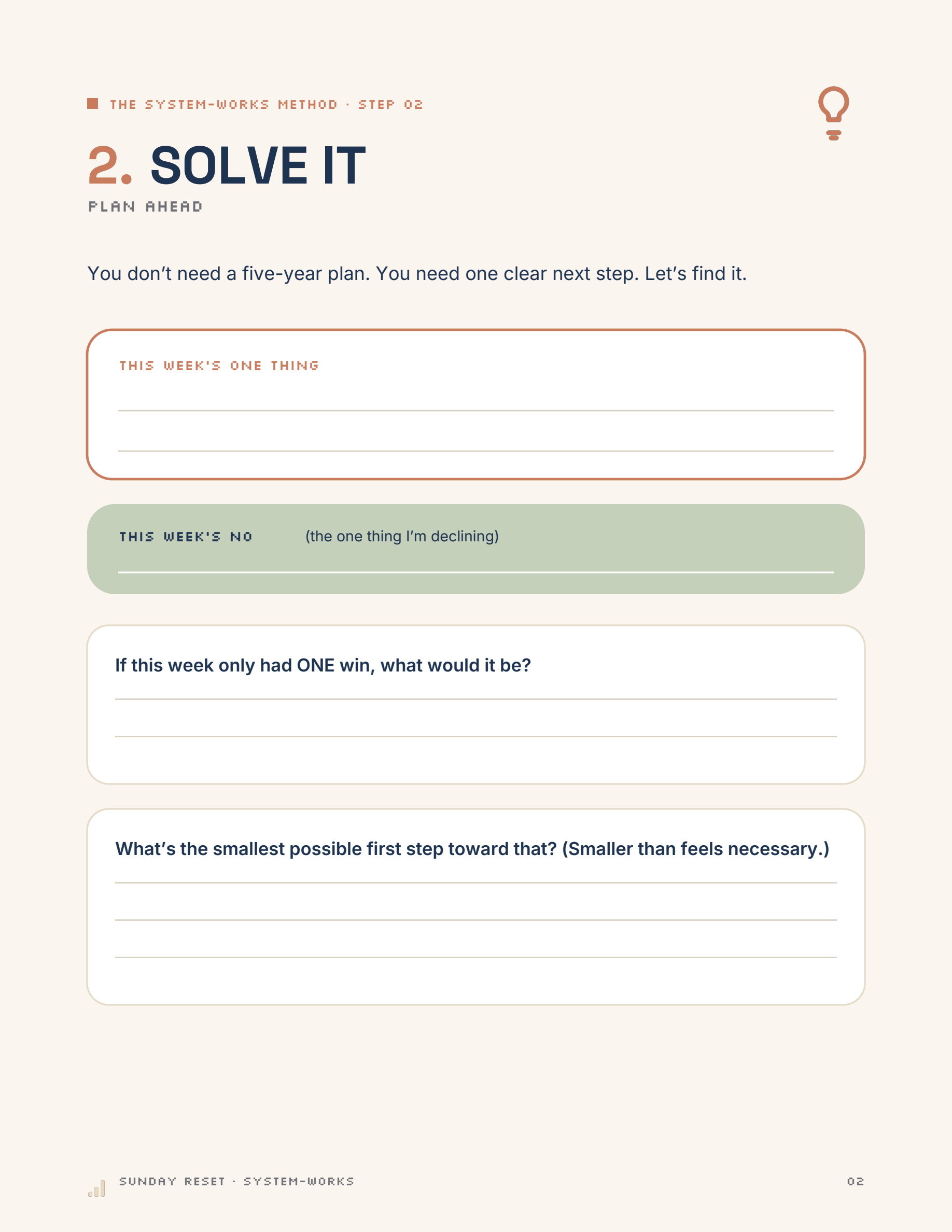 Sunday Reset — Plan Ahead page preview